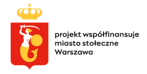 Logo o współfinansowaniu projektu przez miasto stołeczne Warszawa.